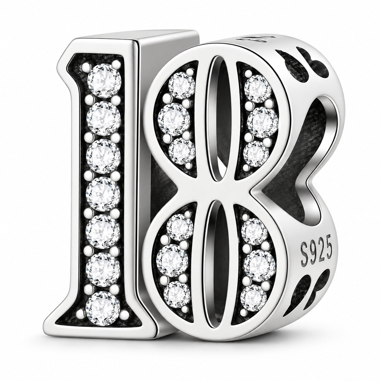 18th Birthday Sterling Silver Charm Hallmarked S925 for Charm Bracelet and Necklace
