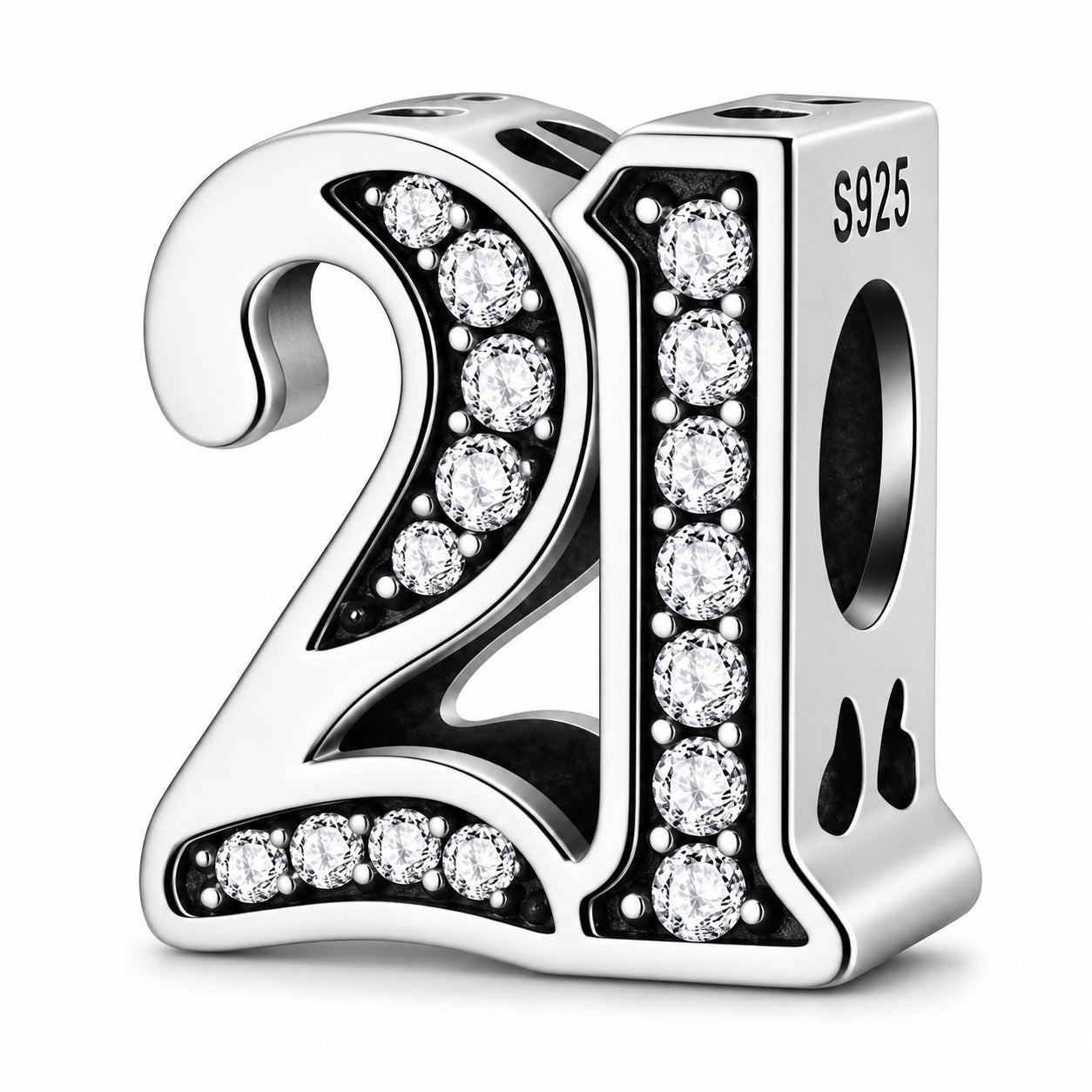 21st Birthday Sterling Silver Charm Hallmarked S925 for Charm Bracelet and Necklace