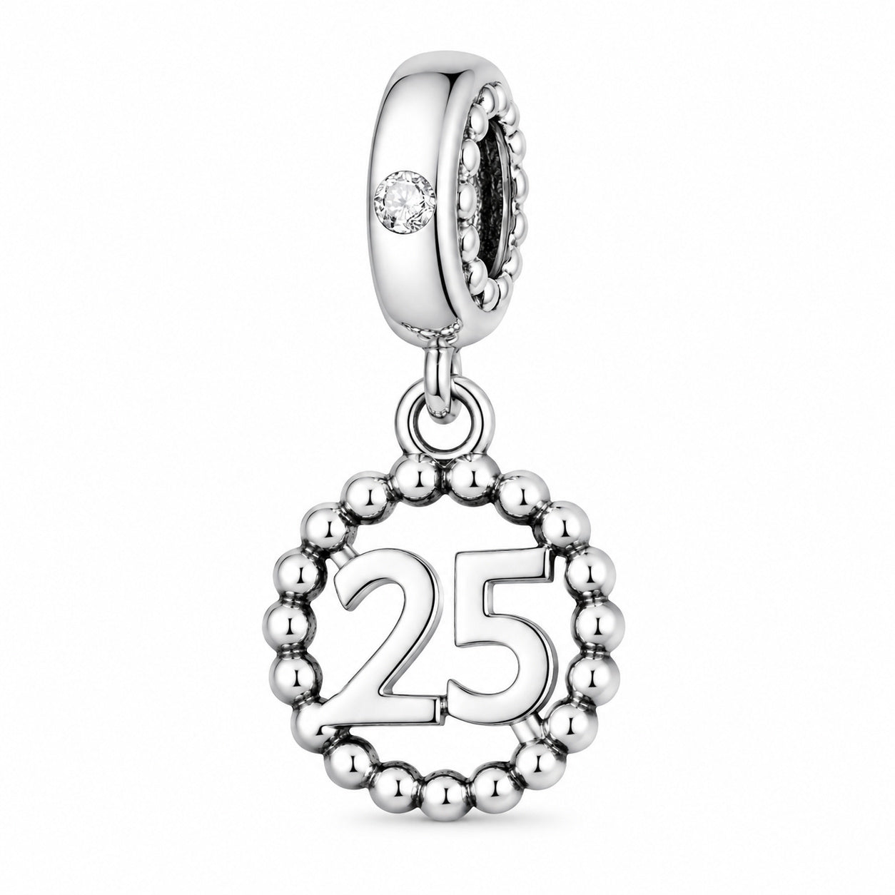 25 Birthday Dangle Charm Hallmarked S925 for Charm Bracelet and Necklace
