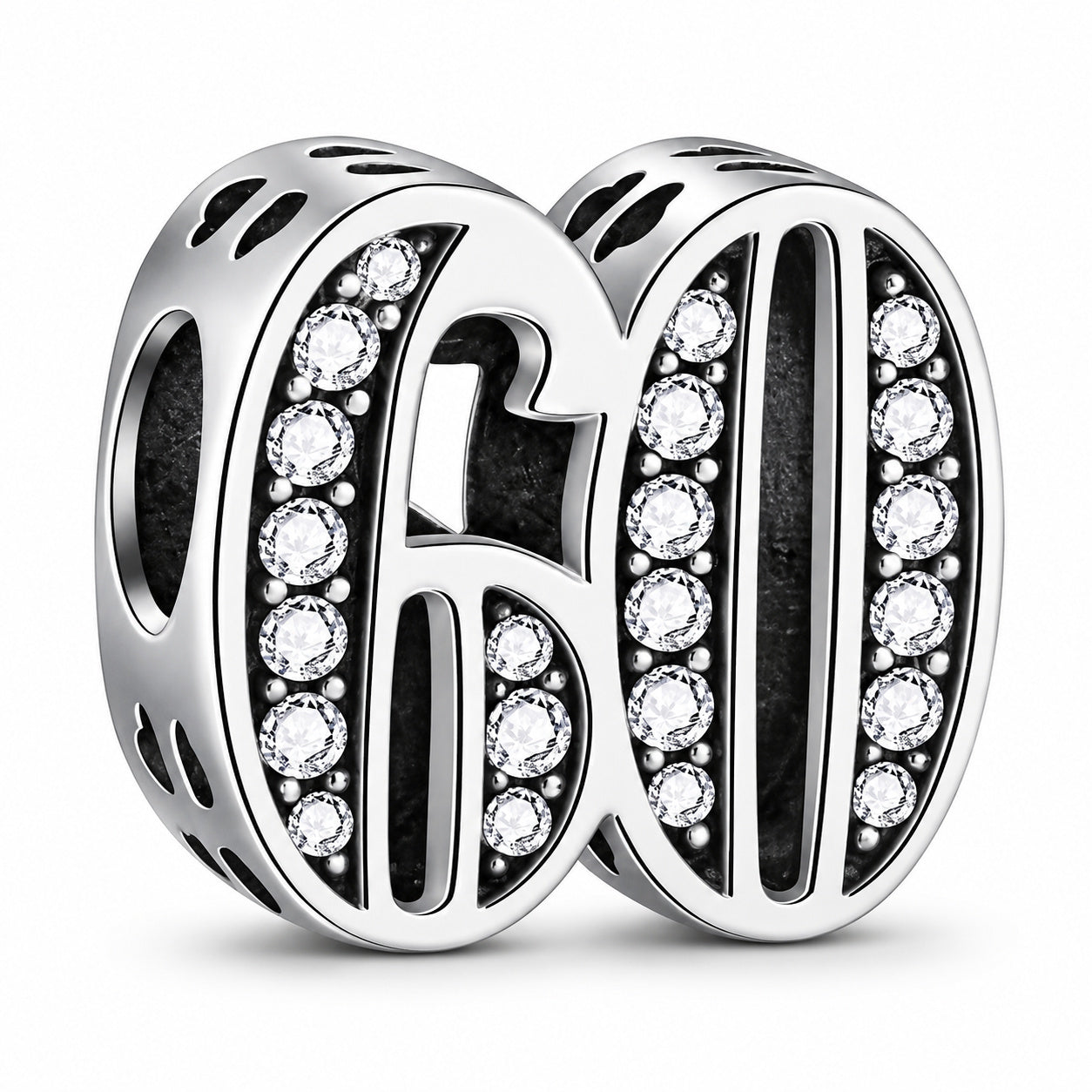 60th Birthday Sterling Silver Charm Hallmarked S925 for Charm Bracelet and Necklace