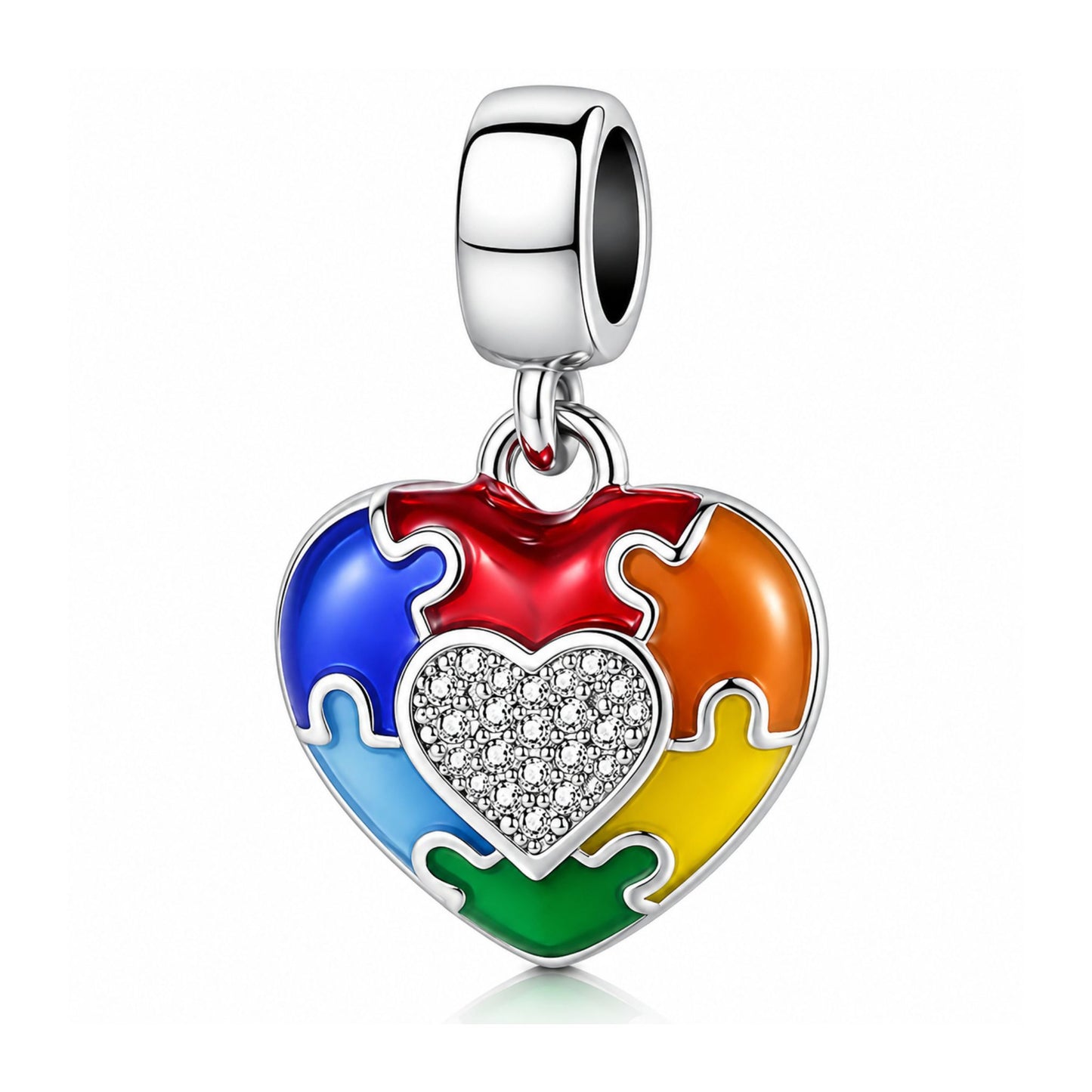 Autism Awareness You Fit Me Perfectly Puzzle Sterling Silver Charm Hallmarked S925 for Charm Bracelet and Necklace