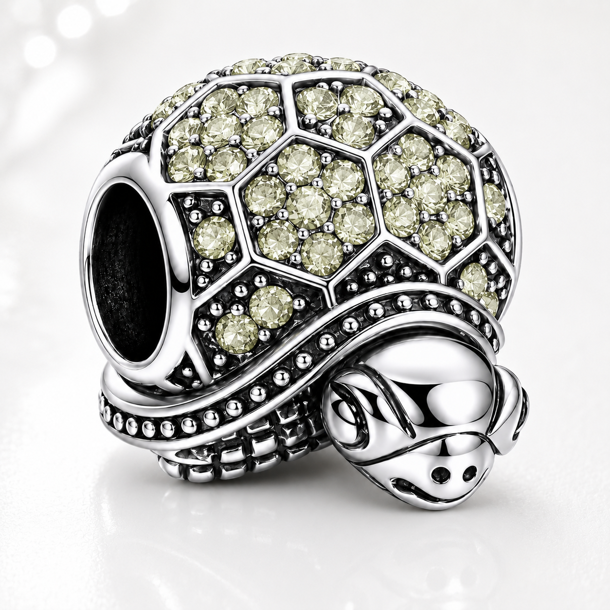 Sparkling Green Turtle Sterling Silver Charm Hallmarked S925 for Charm Bracelet and Necklace