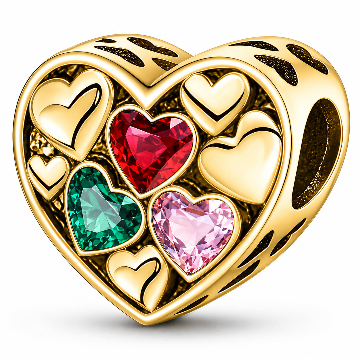 Colourful Heart Clip Charm Hallmarked S925 for Charm Bracelet and Necklace