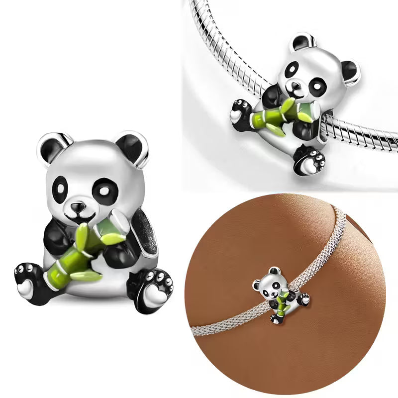 Cute Panda Sterling Silver Charm Hallmarked S925 for Charm Bracelet and Necklace