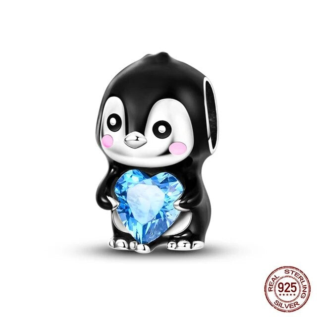 Cute Penguin Charm for Bracelet, S925 Sterling Silver