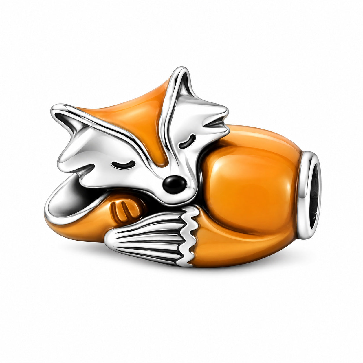 Cute Sleeping Fox Charm Hallmarked S925 for Charm Bracelet and Necklace