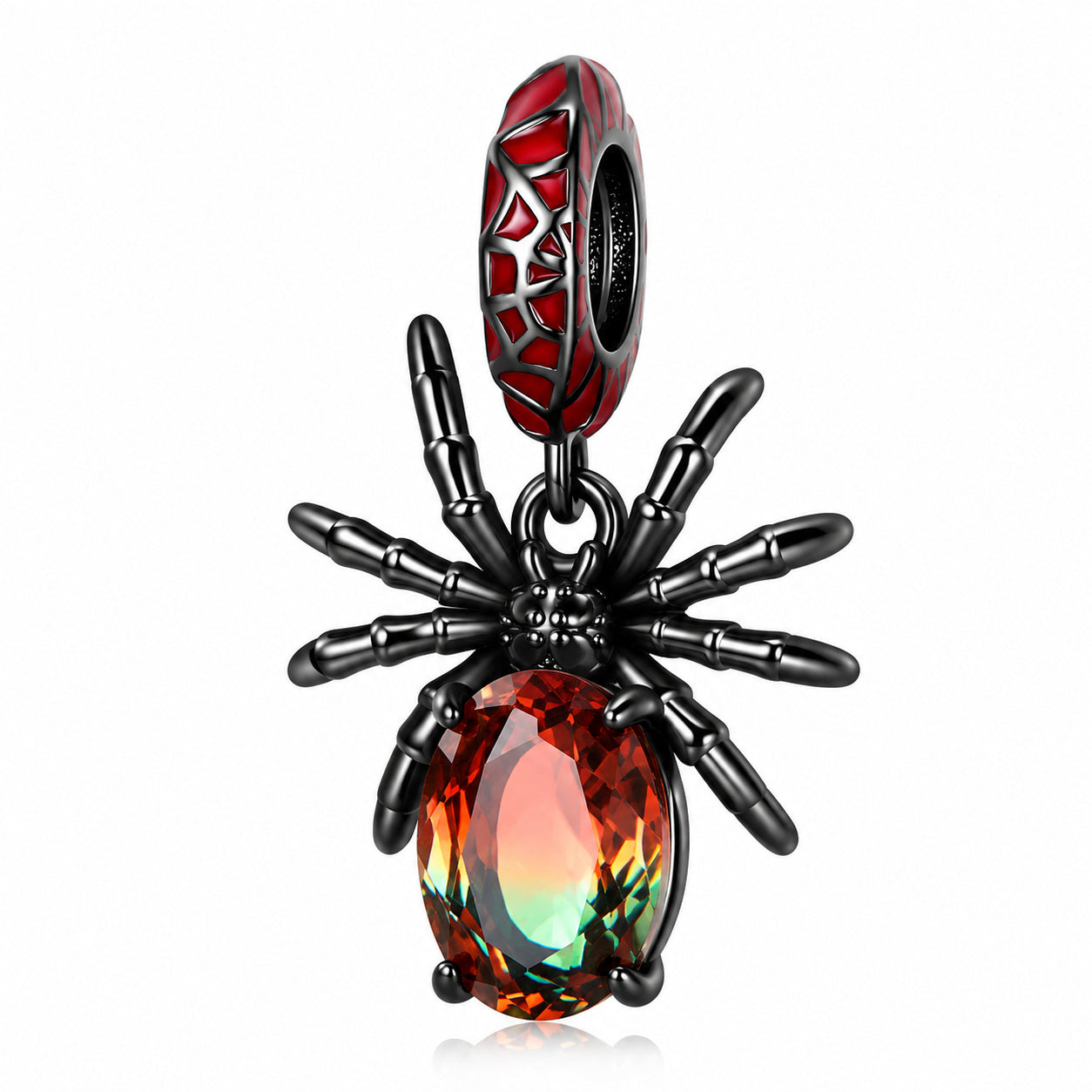 Cute Black Spider Sterling Silver Charm Hallmarked S925 for Charm Bracelet and Necklace
