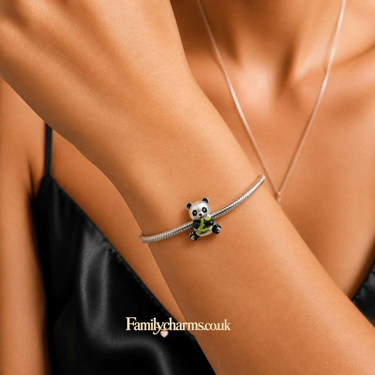 Cute Panda Sterling Silver Charm Hallmarked S925 for Charm Bracelet and Necklace