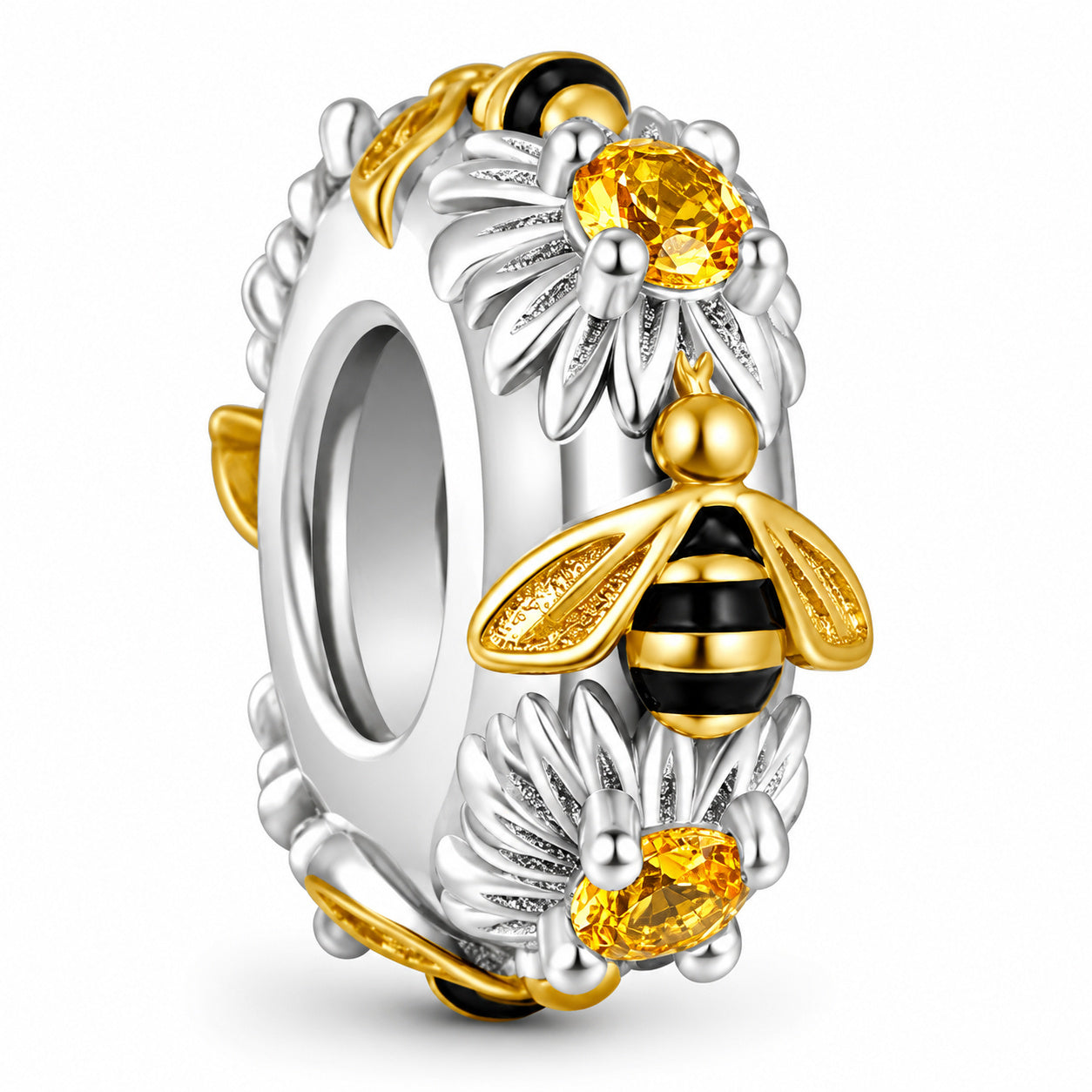 Dancing Bee Stopper Sterling Silver Charm Hallmarked S925 for Charm Bracelet and Necklace
