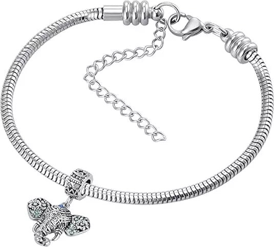 Elephant Dangle Animal Charm for Bracelet, S925 Sterling Silver