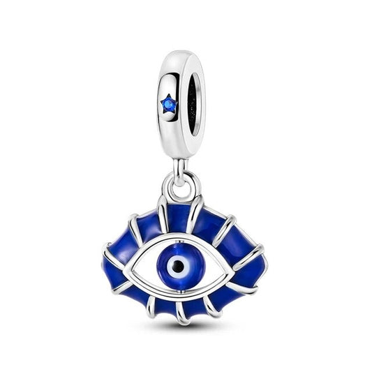 Evil Eye Protection Dangle Charm for Bracelet, S925 Sterling Silver
