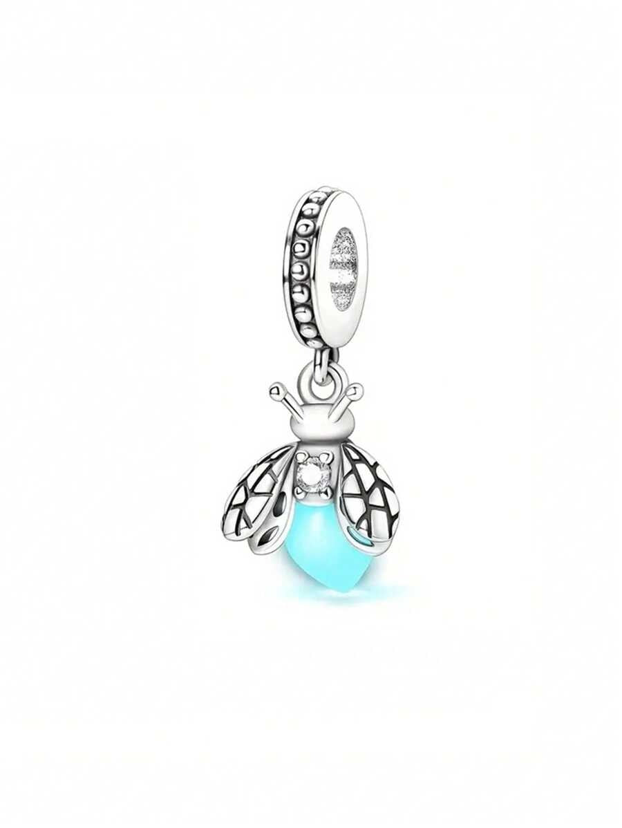 Fluorescent Firefly Pendant Charm for Bracelet, S925 Sterling Silver