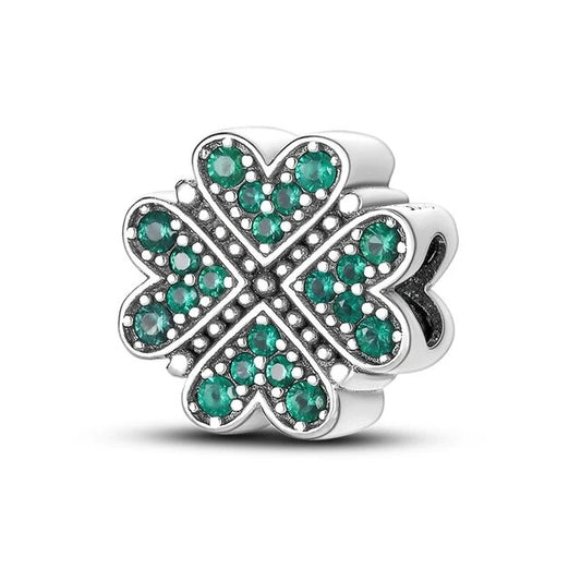 Four Leaf Clover Charm for Bracelet, S925 Sterling Silver