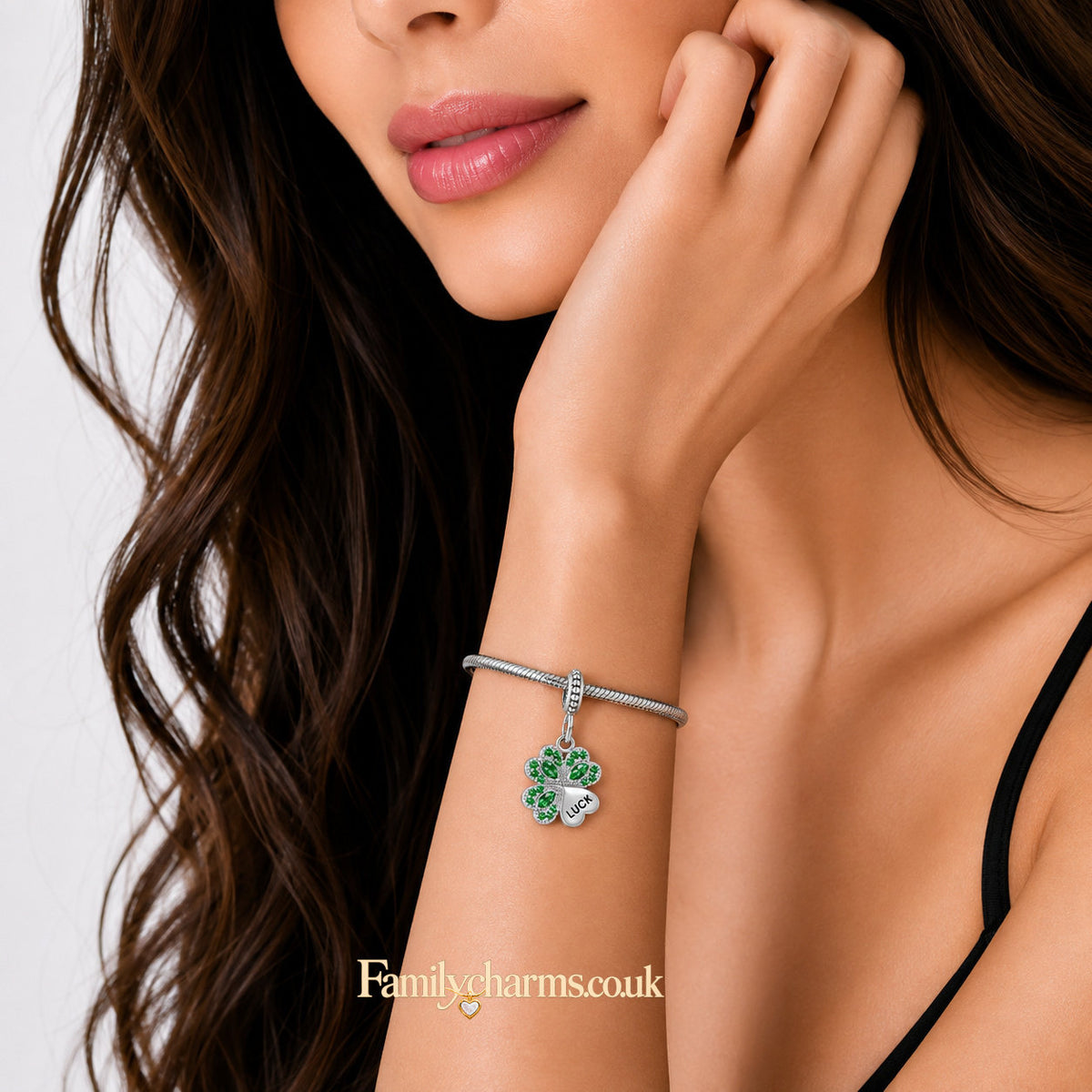 Four Leaf Clover Good Luck Sterling Silver Charm Hallmarked S925 for Charm Bracelet and Necklace