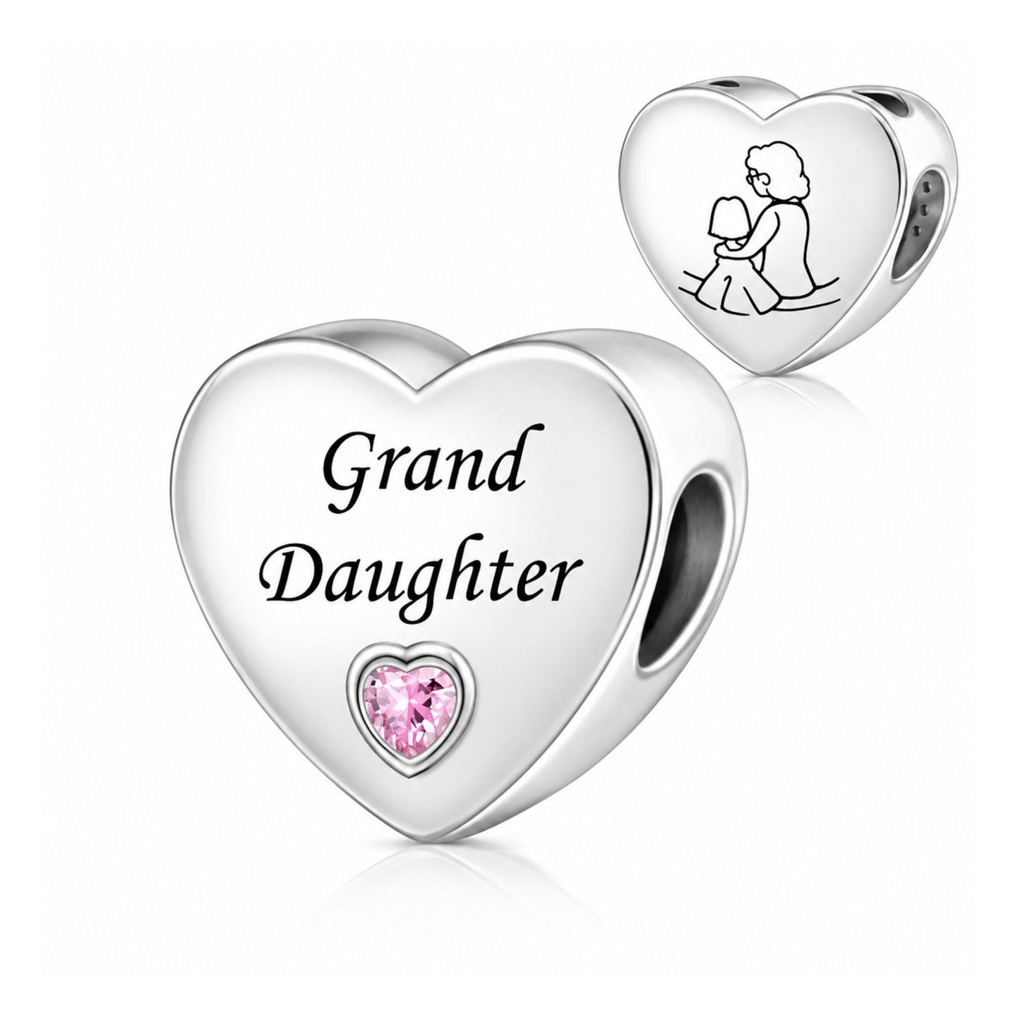 Granddaughter Heart Sterling Silver Charm Hallmarked S925 for Charm Bracelet and Necklace