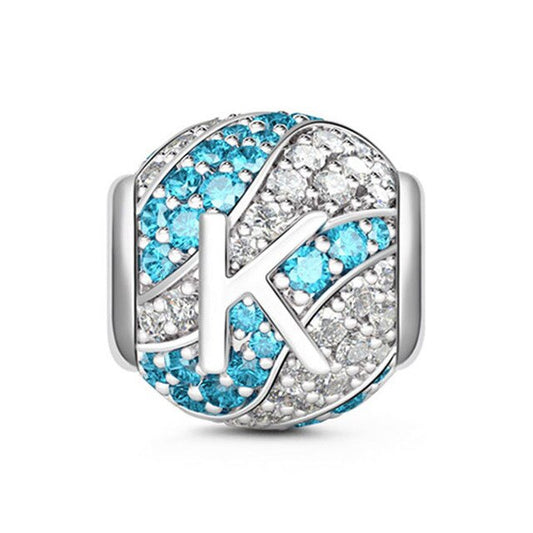 Alphabets Letter K Charm for Bracelet, S925 Sterling Silver