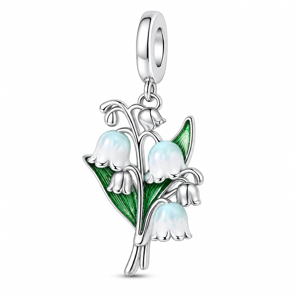S925 Sterling Silver Lily of The Valley Flower Pendant Charm Bracelets