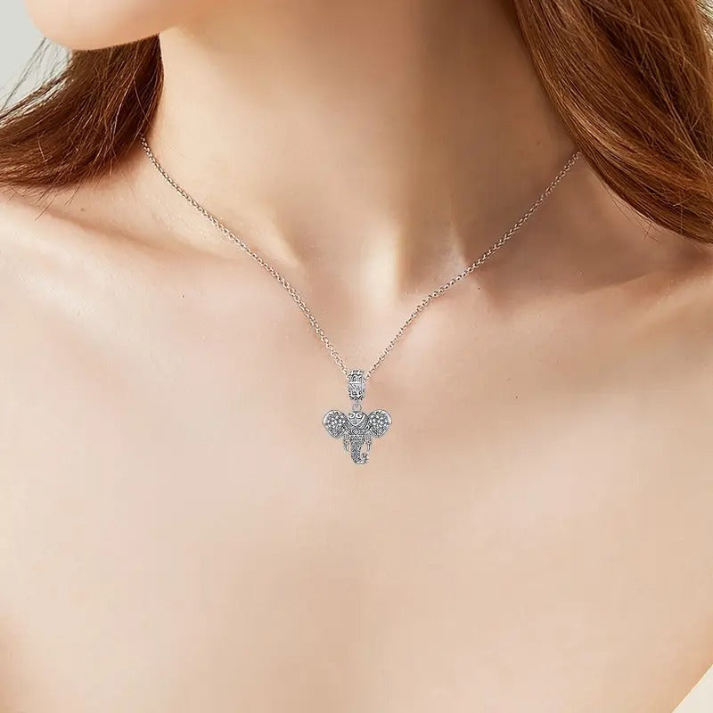 Lucky Elephant Dangle Sterling Silver Charm Hallmarked S925 for Charm Bracelet and Necklace