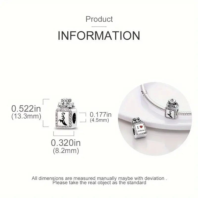 Majestic Perfume Bottle Charm Sterling Silver Charm Hallmarked S925 for Charm Bracelet and Necklace