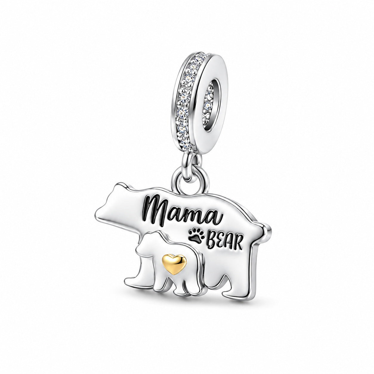 Mama Bear Sterling Silver Charm Hallmarked S925 for Charm Bracelet and Necklace