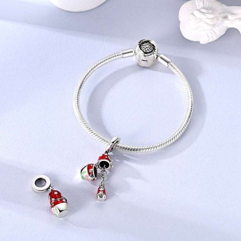 Matryoshka Doll Dangle Dangle Sterling Silver Charm Hallmarked S925 for Charm Bracelet and Necklace