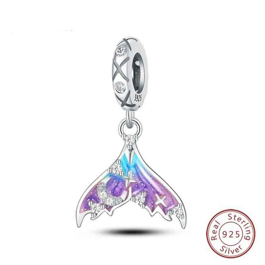 Mermaid Fish Tail Charm for Bracelet, S925 Sterling Silver