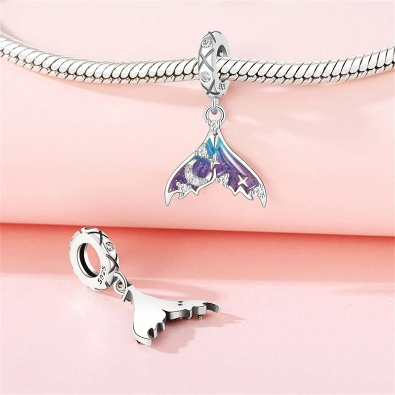 Mermaid Fish Tail Charm for Bracelet, S925 Sterling Silver