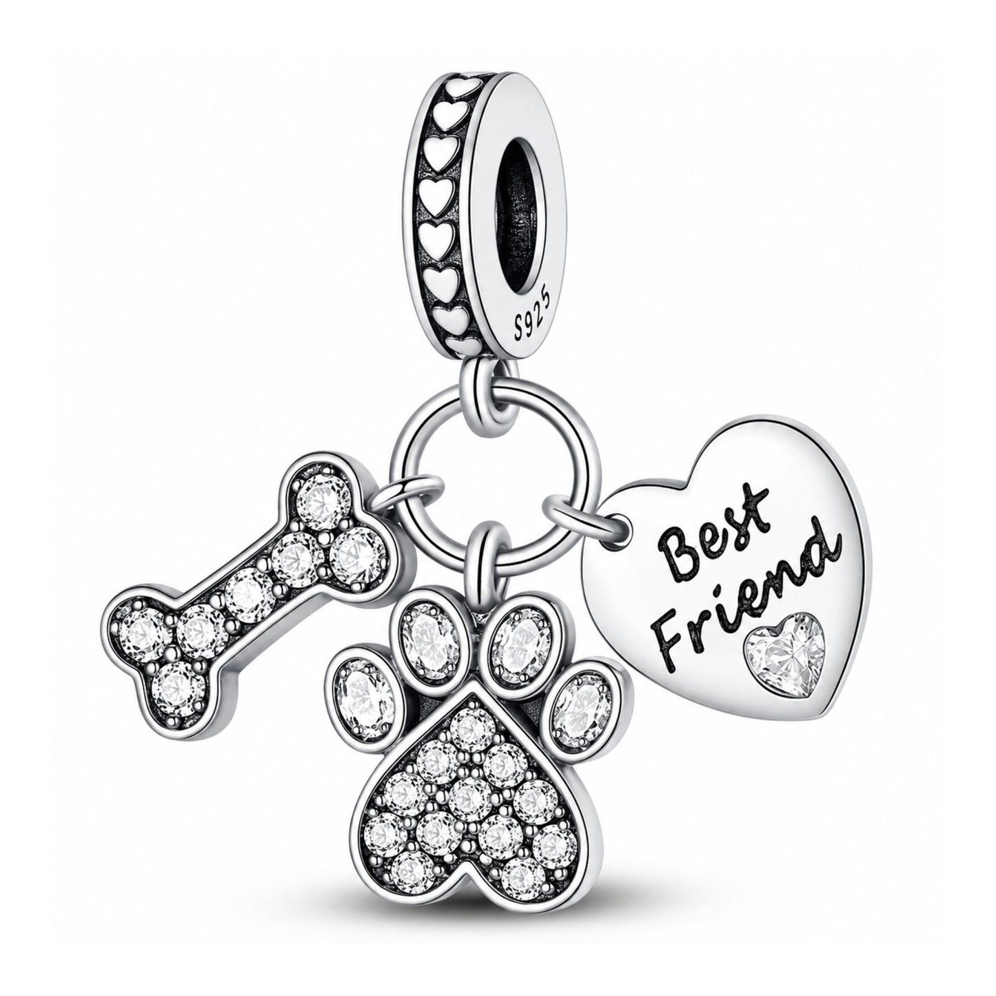 My Dog Best Friend Sterling Silver Charm Hallmarked S925 for Charm Bracelet and Necklace