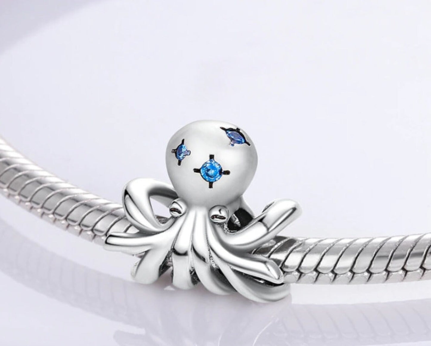 Octopus Charm for Bracelet, S925 Sterling Silver