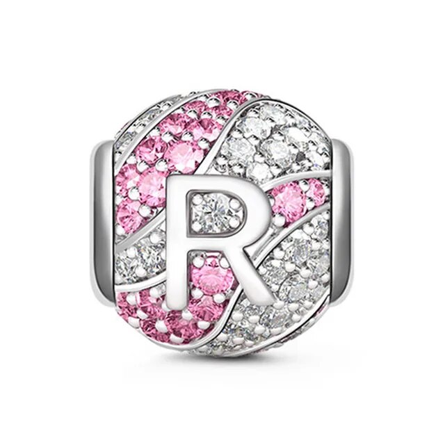 Alphabets Letter R Charm for Bracelet, S925 Sterling Silver