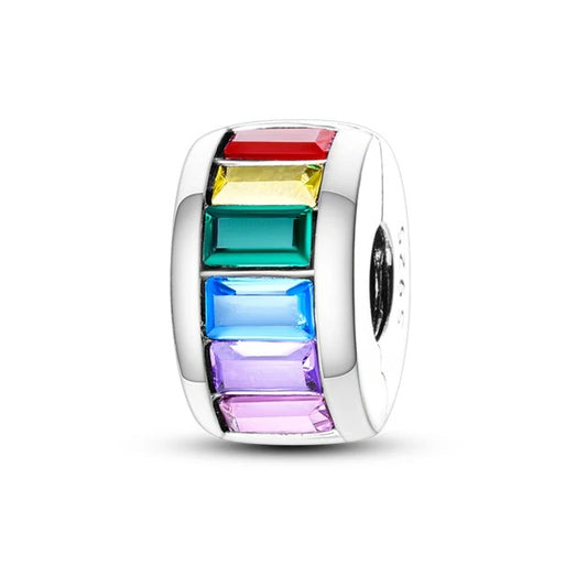 Rainbow Clasp Clip Charm for Bracelet, S925 Sterling Silver