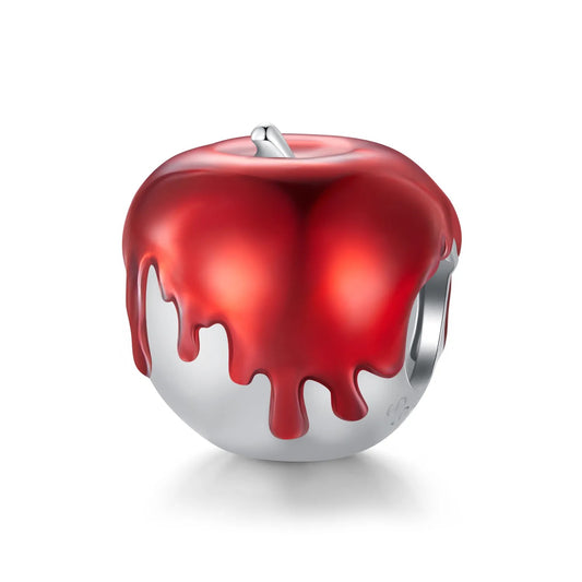 Red Apple Charm for Bracelet, S925 Sterling Silver
