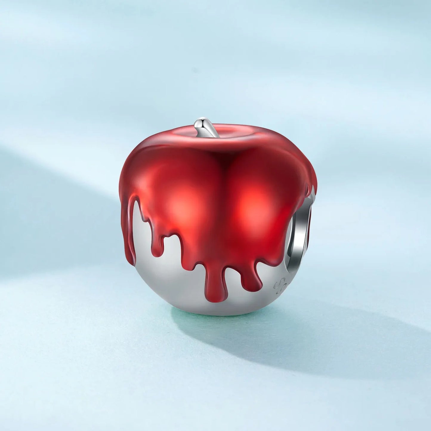 Red Apple Charm for Bracelet, S925 Sterling Silver