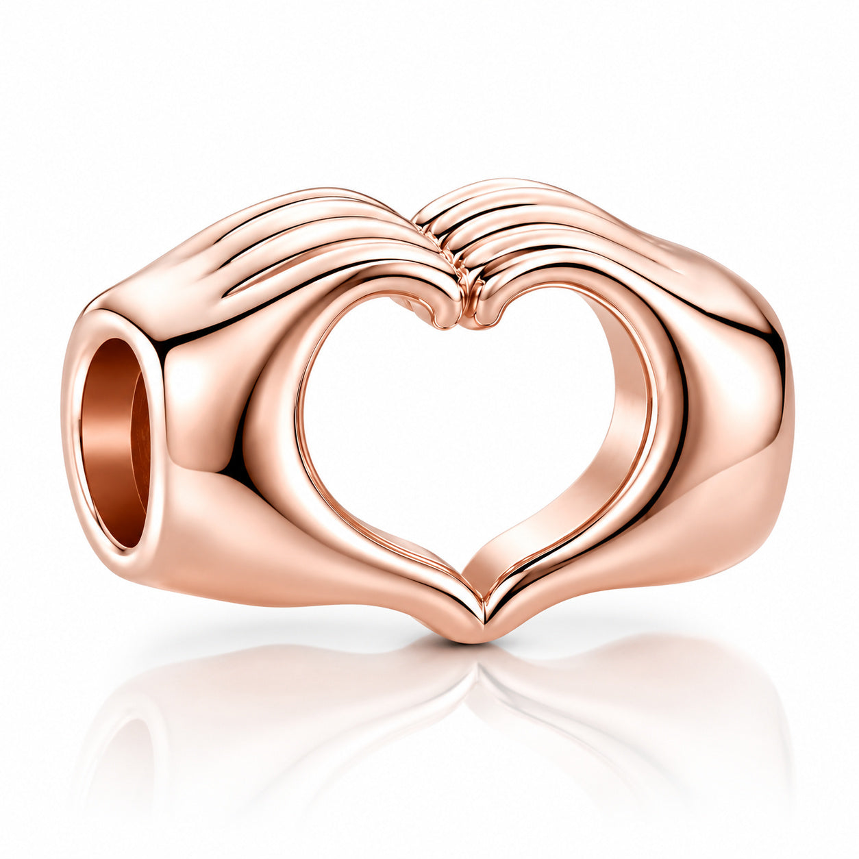 Hands Heart Rose Gold Sterling Silver Charm Hallmarked S925 for Charm Bracelet and Necklace