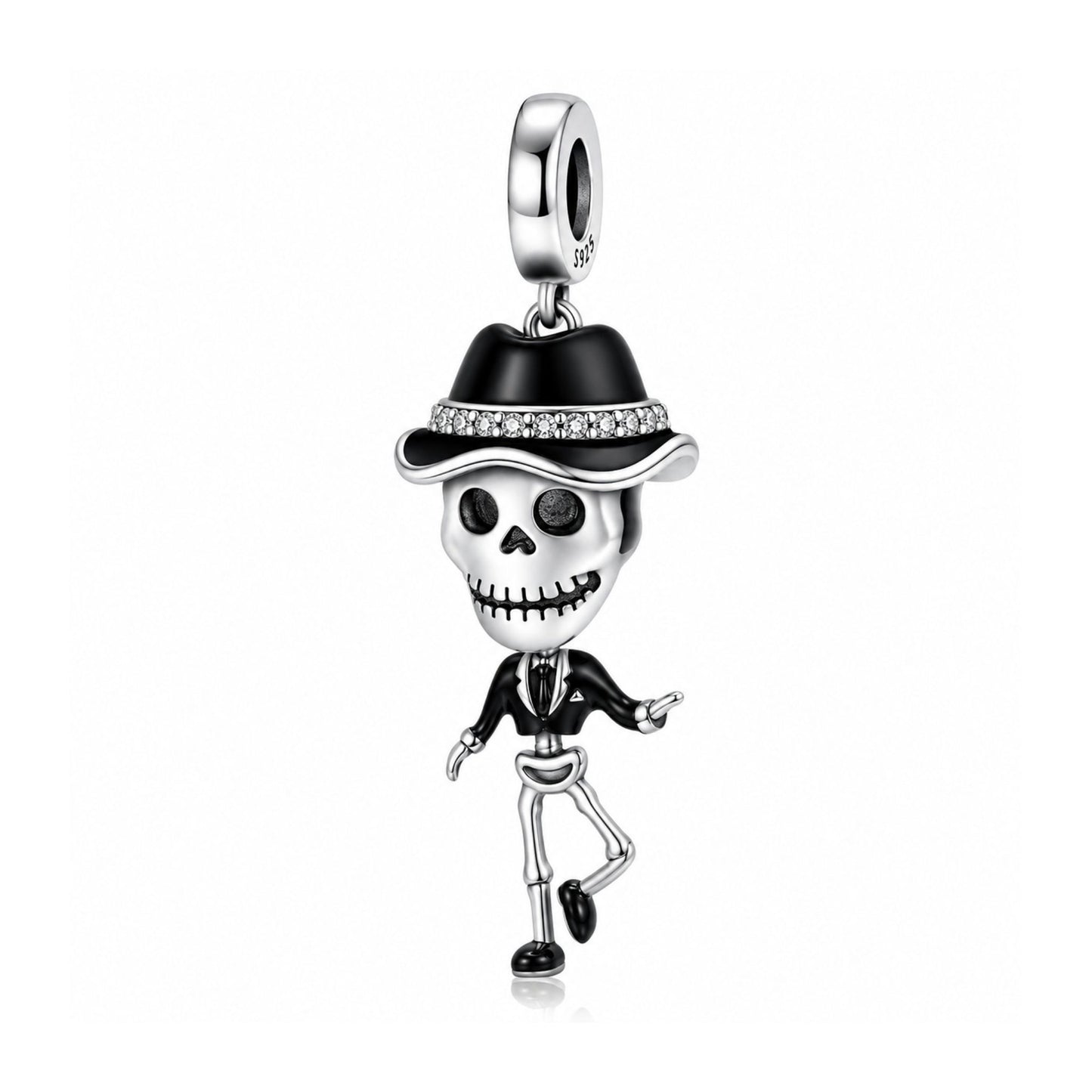 Skeleton Man Halloween Charm Hallmarked S925 for Charm Bracelet and Necklace