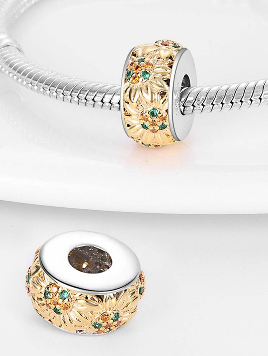 Sunflower Charm for Bracelet, S925 Sterling Silver