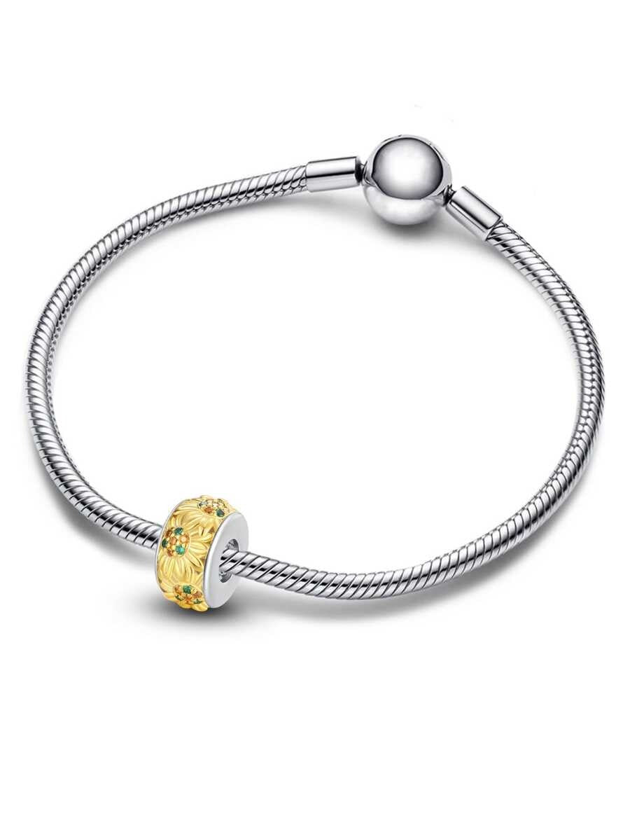Sunflower Charm for Bracelet, S925 Sterling Silver