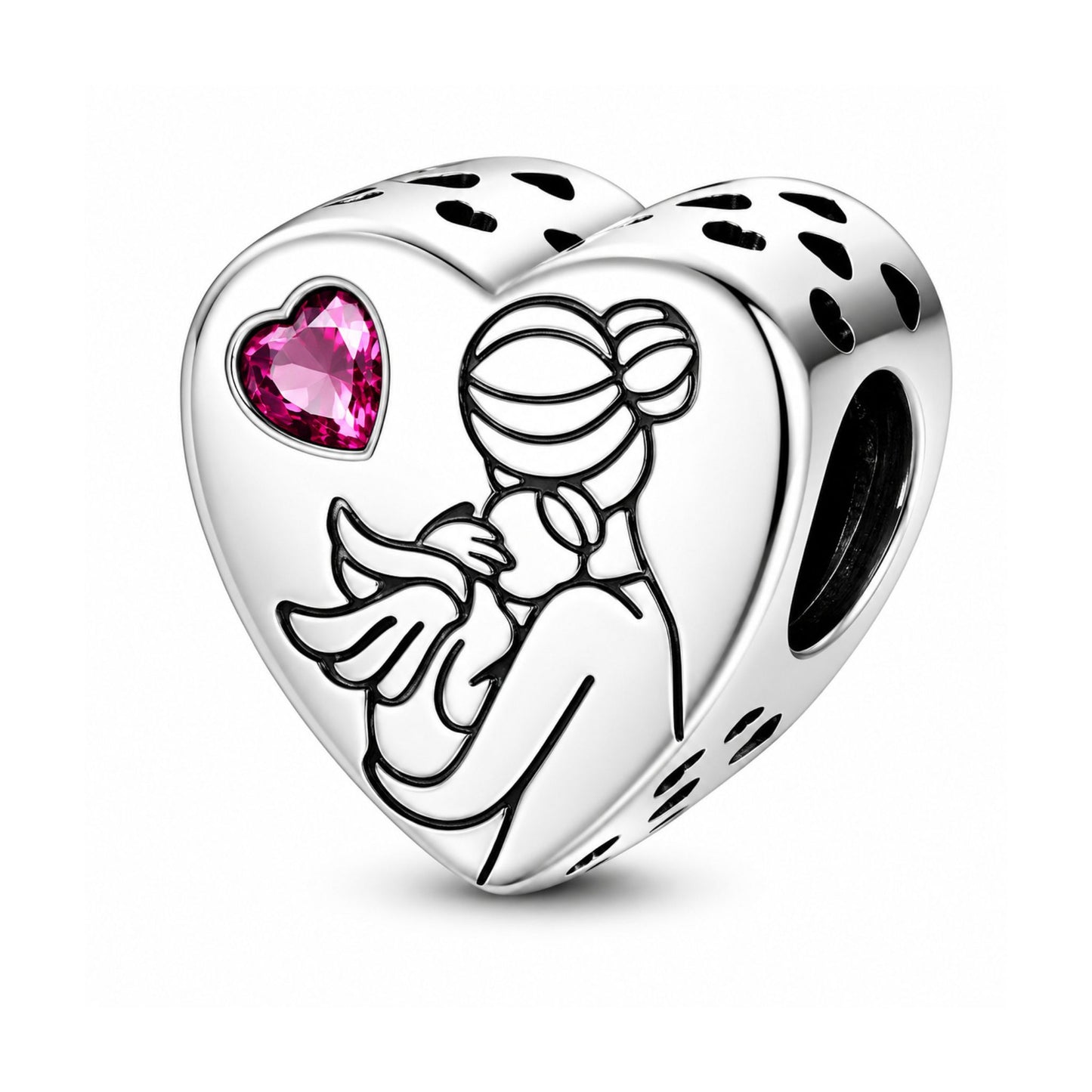 Sweet Angel Baby Heart Charm Hallmarked S925 for Charm Bracelet and Necklace