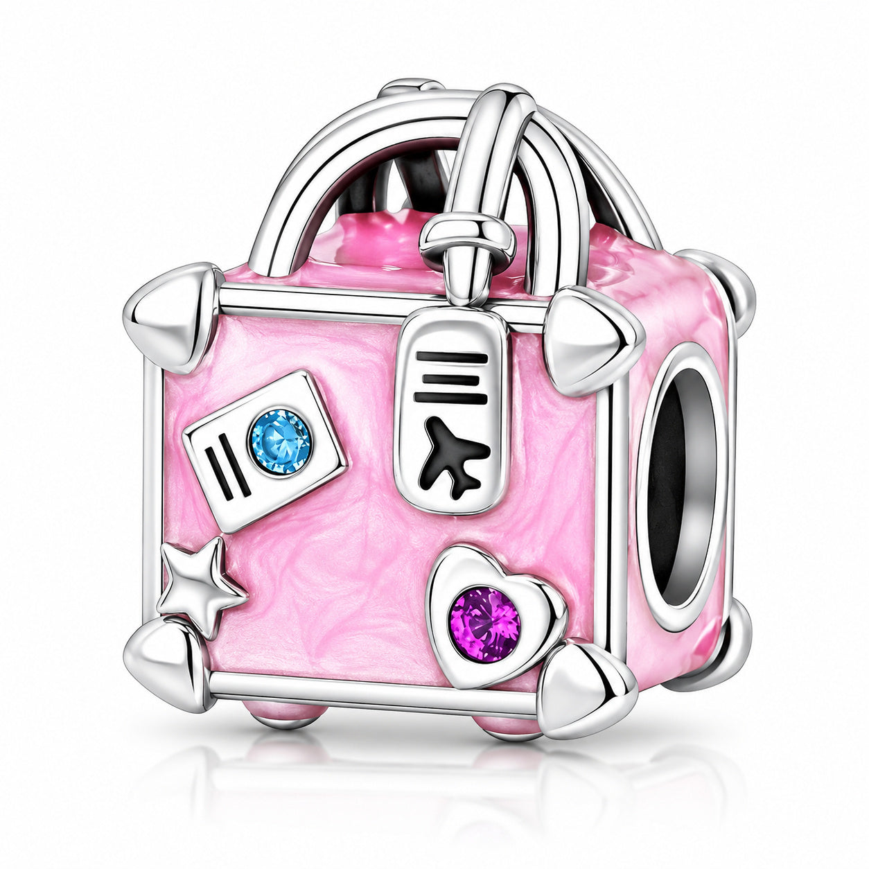 Travel Suitcase Luggage Bag Charm Hallmarked S925 for Charm Bracelet and Necklace