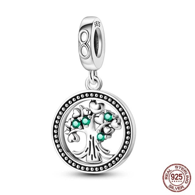 Tree of Life Dangle Charm for Bracelet, S925 Sterling Silver