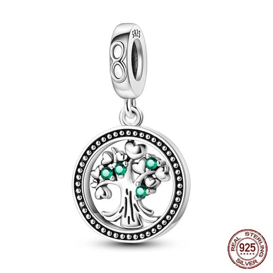 Tree of Life Dangle Charm for Bracelet, S925 Sterling Silver