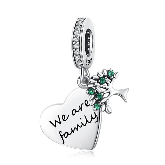 We Are Family Dangle Charm for Bracelet, S925 Sterling Silver
