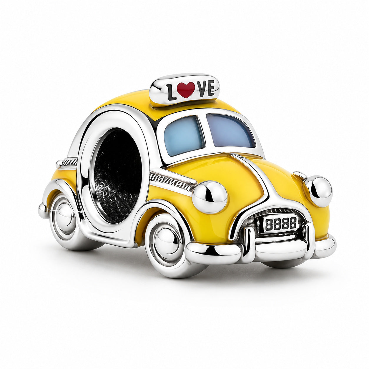 Yellow Car Charm Hallmarked S925 for Charm Bracelet and Necklace