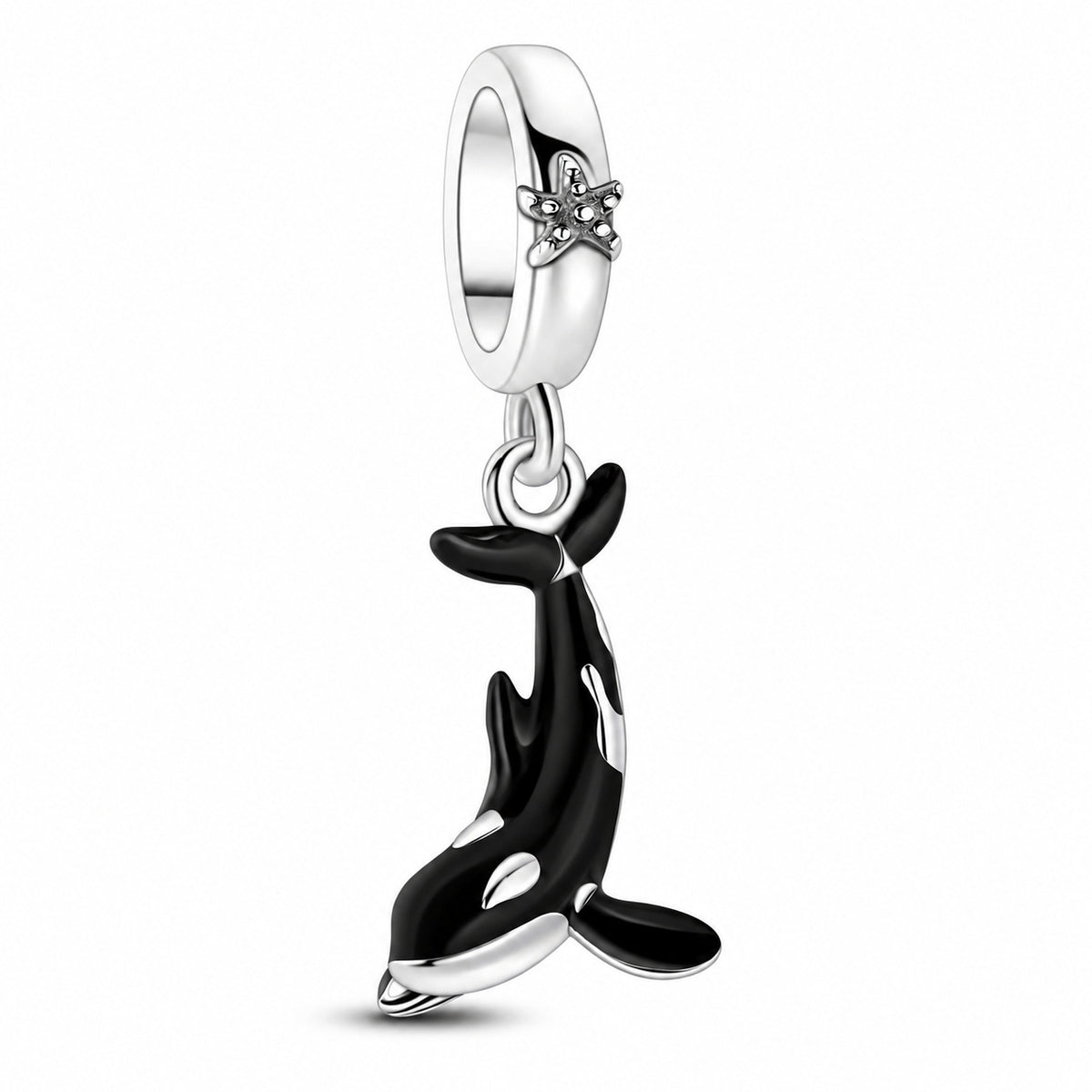 S925 Sterling Silver Glow in the Dark Killer Whale Dangle Charm For Bracelets
