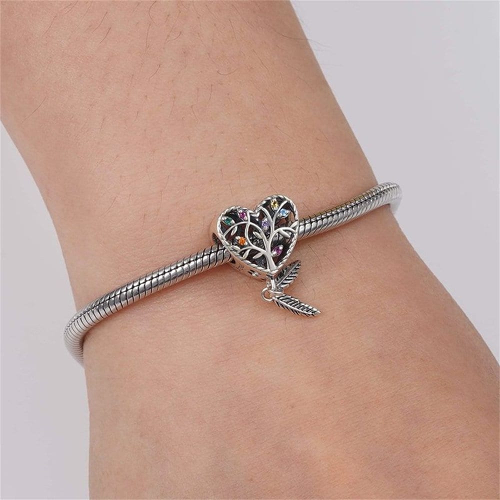 Rainbow Dreamcatcher Charm For Bracelet, S925 Sterling Silver