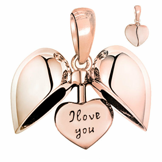 Rose Gold I Love You Openable Locket Heart Pendant Charm For Bracelet, S925 Sterling Silver