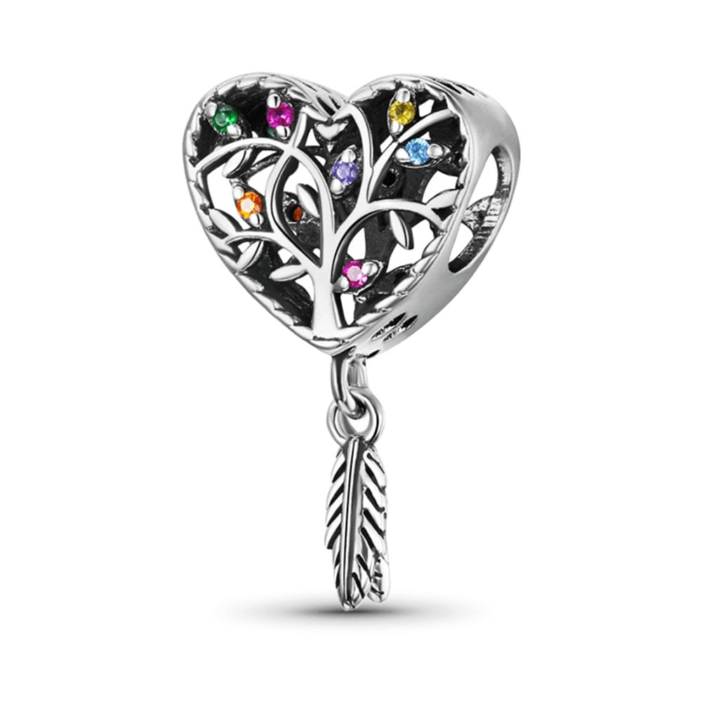 Rainbow Dreamcatcher Charm For Bracelet, S925 Sterling Silver