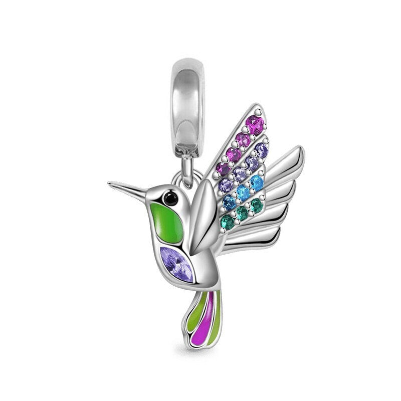 Hummingbird Pendant Charm For Bracelet, S925 Sterling Silver