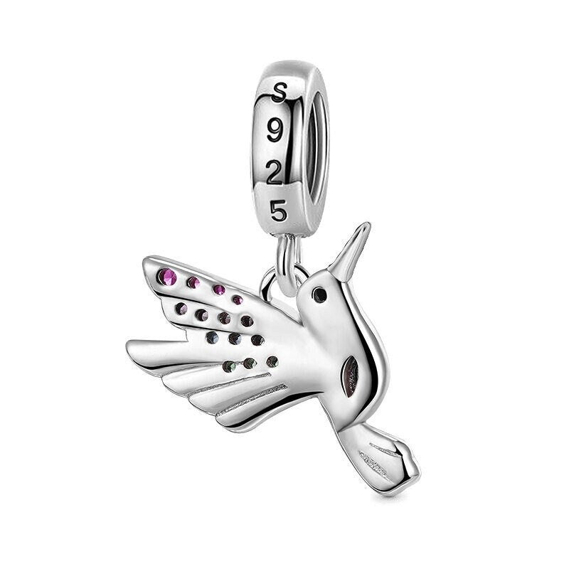 Hummingbird Pendant Charm For Bracelet, S925 Sterling Silver