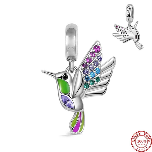 Hummingbird Pendant Charm For Bracelet, S925 Sterling Silver